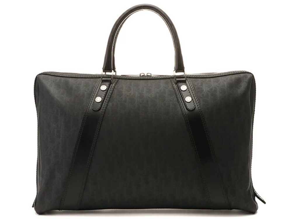 Christian Dior Trotter Business Bag Black Gray Leather